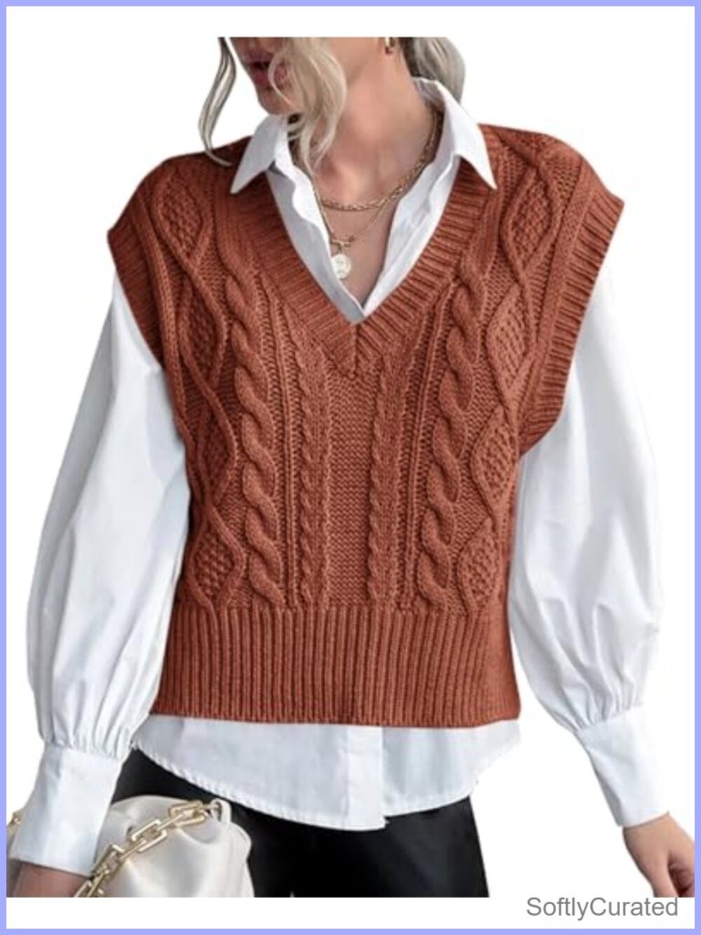 V Neck Sleeveless Ribbed Knit Sweater Vest Preppy Pullover Top